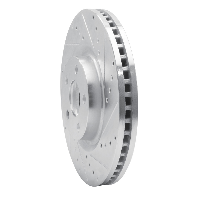 Ford Edge Brake Rotor (1) - Front Right - R1 Concepts - Drilled & Slotted - Silver - `15-`20